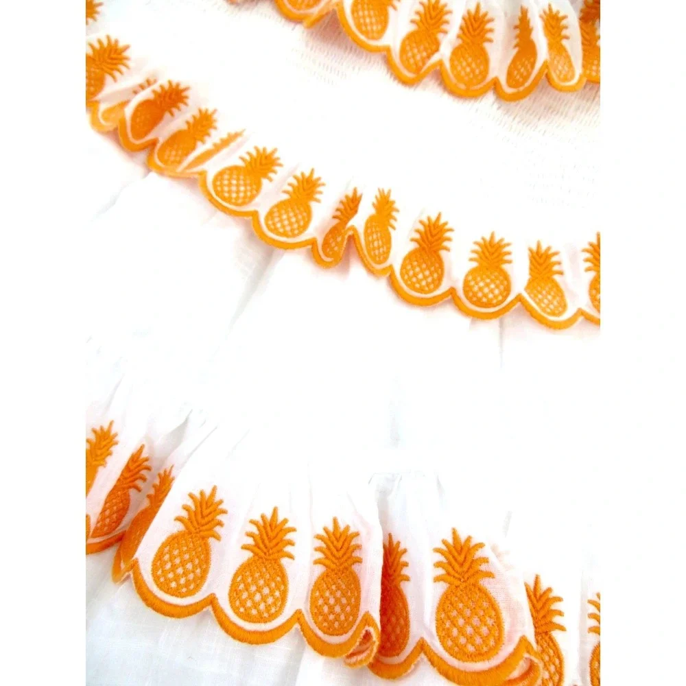 NEW! Zimmermann Tropicana Scallop Embroidered Pineapple Tiered Dress Orange 2T